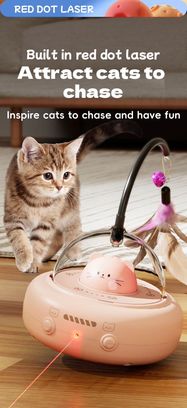 Smart cat teasing stick cat toy self-hilarious deboredom automatic laser feather electric cat toy car