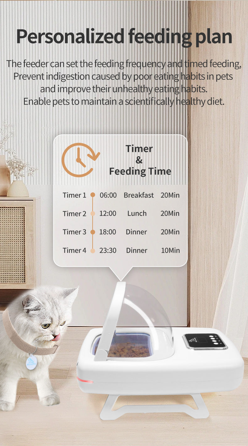Pet smart chip automatic induction feeder for cats and dogs with regular and quantitative dry and wet food, general special pets, special anti-robbery