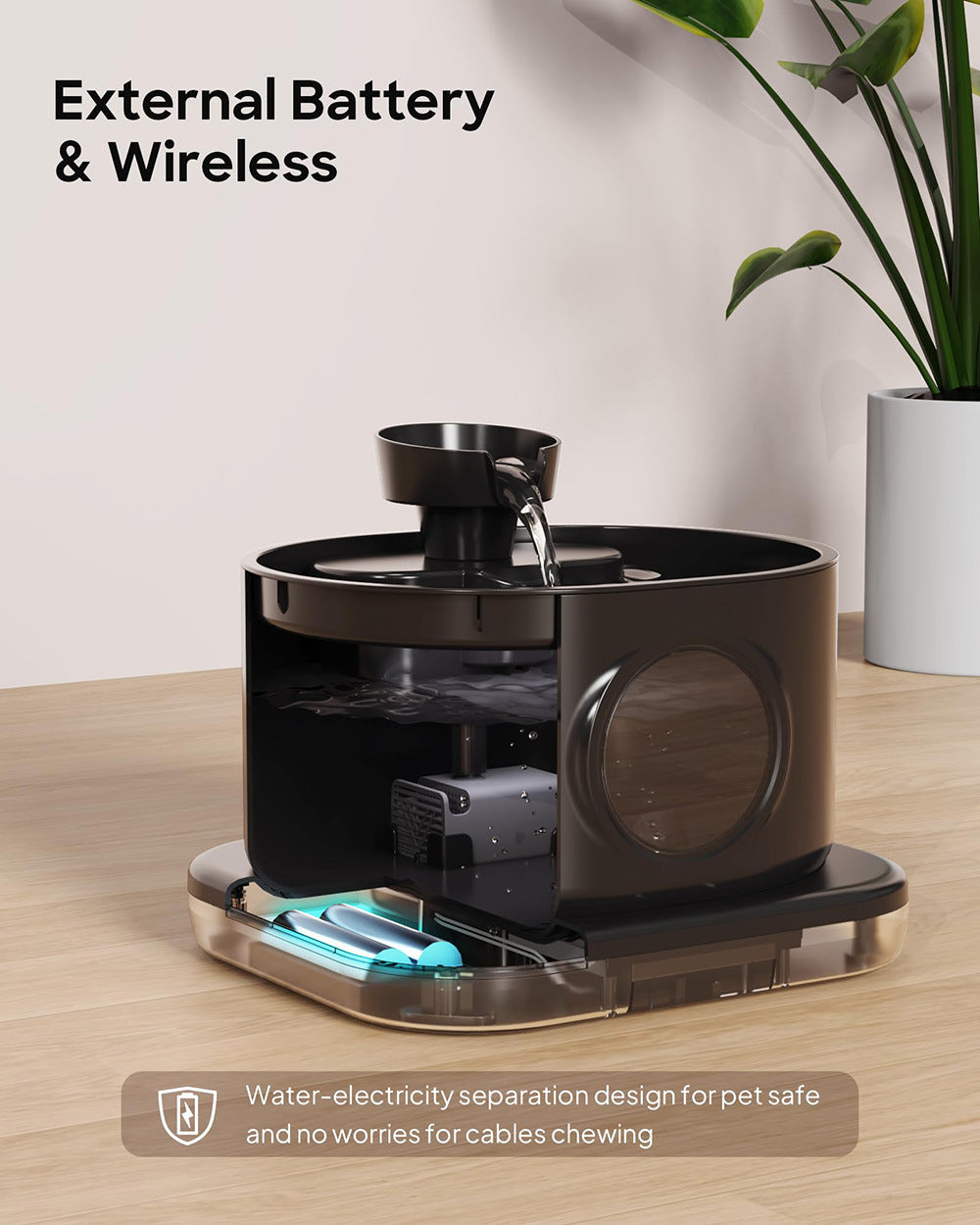 Wireless pet water dispenser 2.8L prism 5200mAh lithium battery intelligent induction water filter cat water dispenser