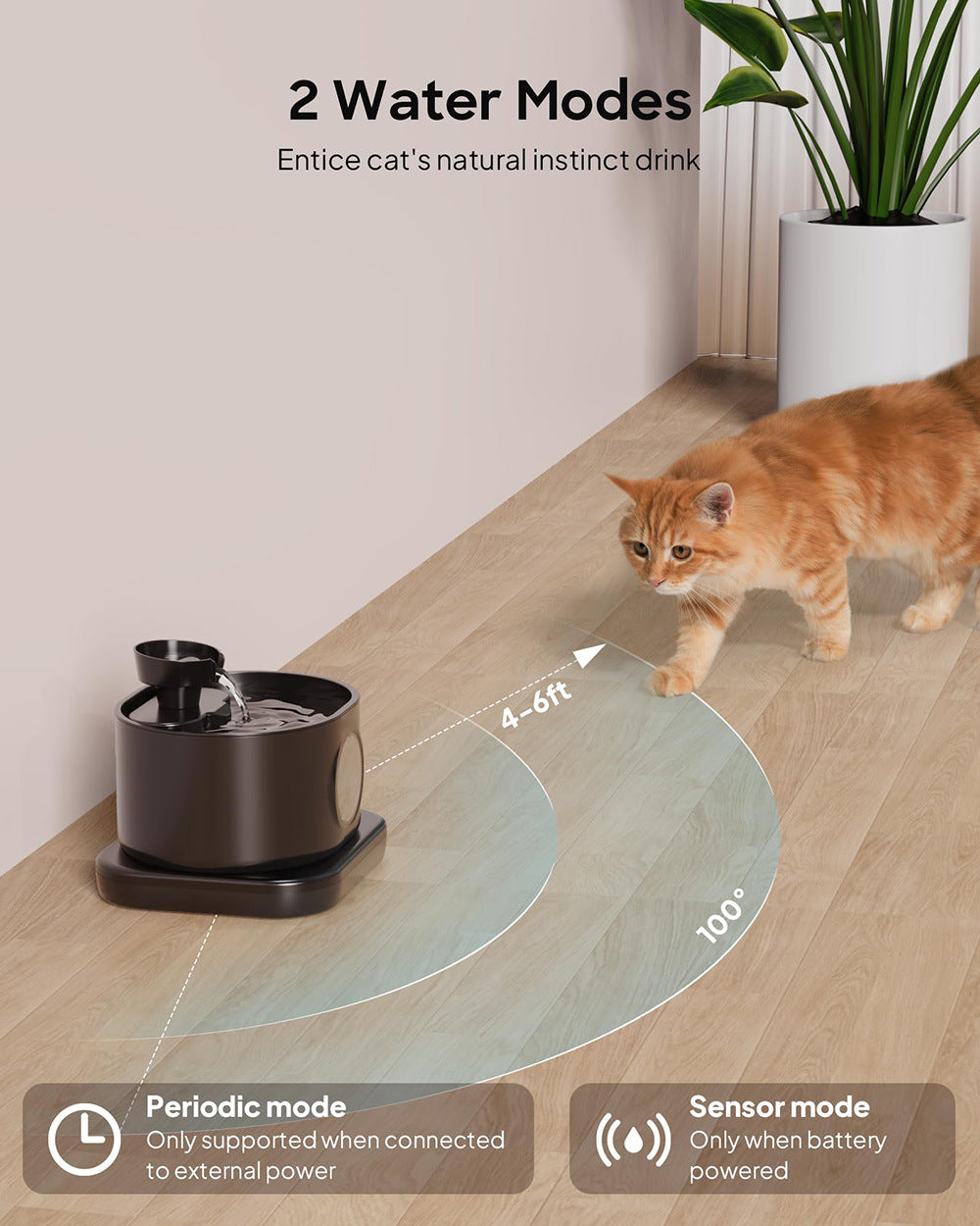 Wireless pet water dispenser 2.8L prism 5200mAh lithium battery intelligent induction water filter cat water dispenser