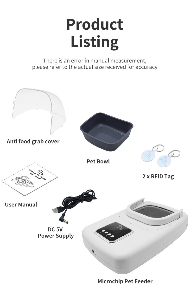 Pet smart chip automatic induction feeder for cats and dogs with regular and quantitative dry and wet food, general special pets, special anti-robbery