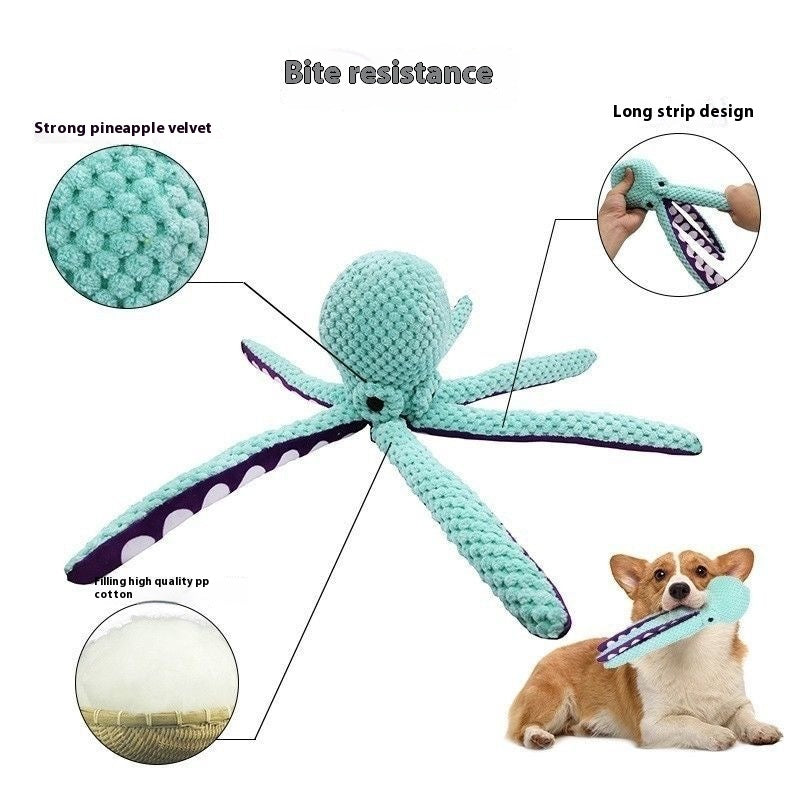 Interactive Sound-Emitting Octopus Dog Plush Toy for Large Dogs - Chew-Resistant and Companion for Pets