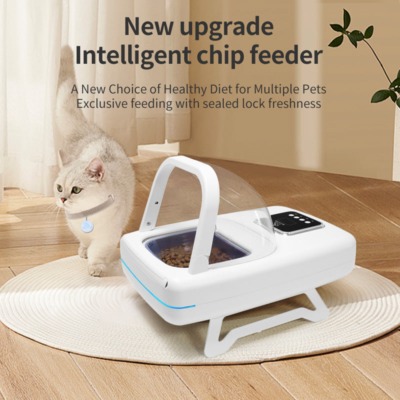 Pet smart chip automatic induction feeder for cats and dogs with regular and quantitative dry and wet food, general special pets, special anti-robbery