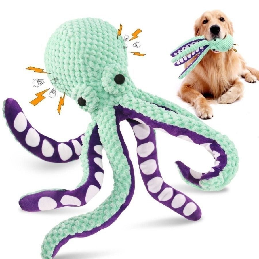 Interactive Sound-Emitting Octopus Dog Plush Toy for Large Dogs - Chew-Resistant and Companion for Pets