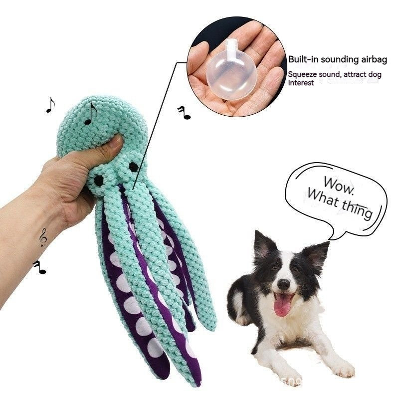 Interactive Sound-Emitting Octopus Dog Plush Toy for Large Dogs - Chew-Resistant and Companion for Pets