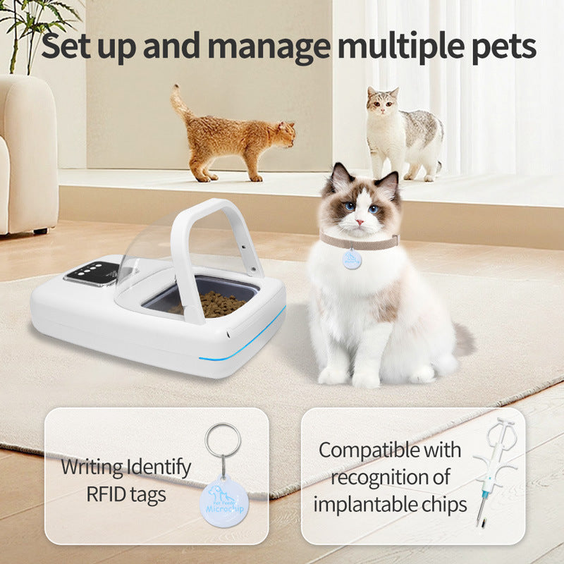 Pet smart chip automatic induction feeder for cats and dogs with regular and quantitative dry and wet food, general special pets, special anti-robbery