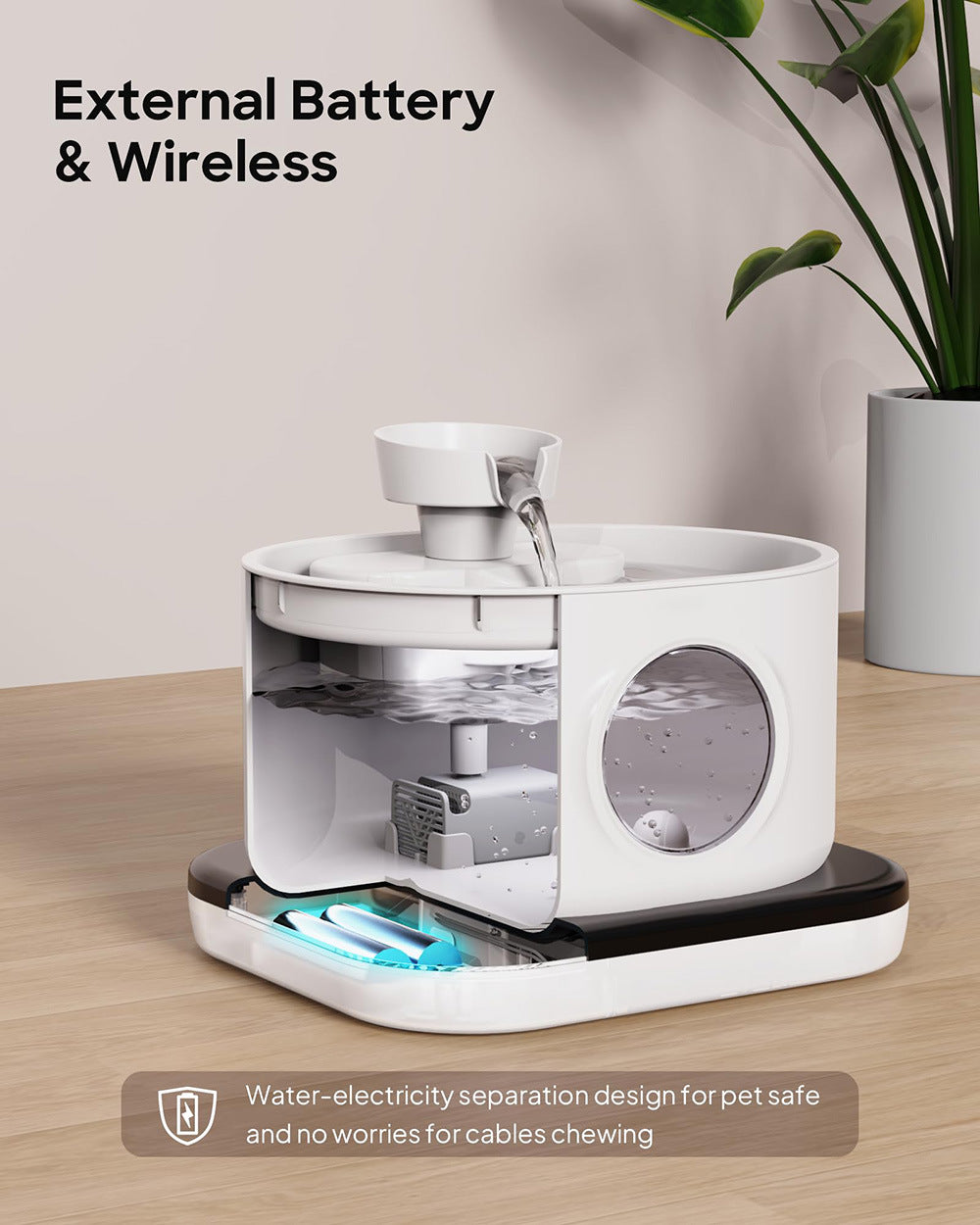 Wireless pet water dispenser 2.8L prism 5200mAh lithium battery intelligent induction water filter cat water dispenser