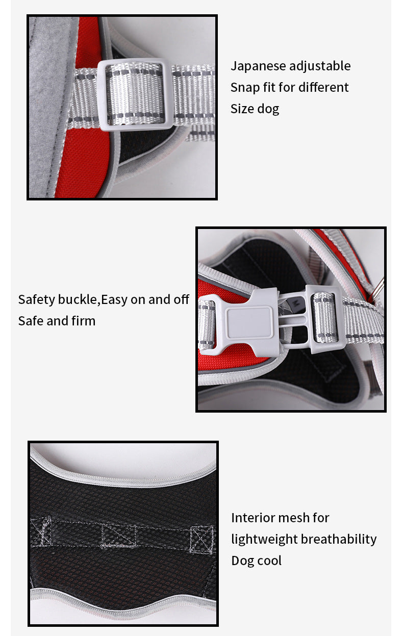 Dog leash reflective pet harness walking leash(Single chest back)