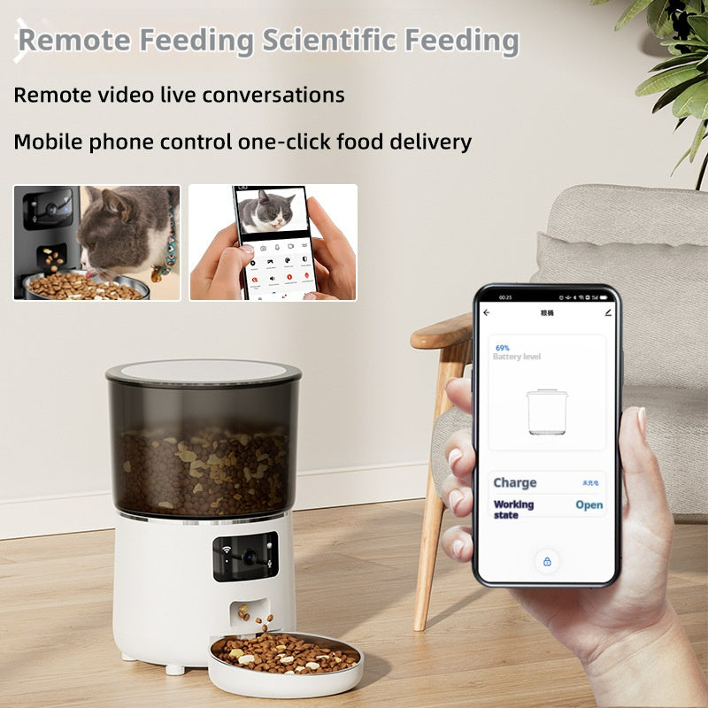 Pet automatic feeder remote WIFI HD video voice monitoring cats and dogs large-capacity intelligent feeding