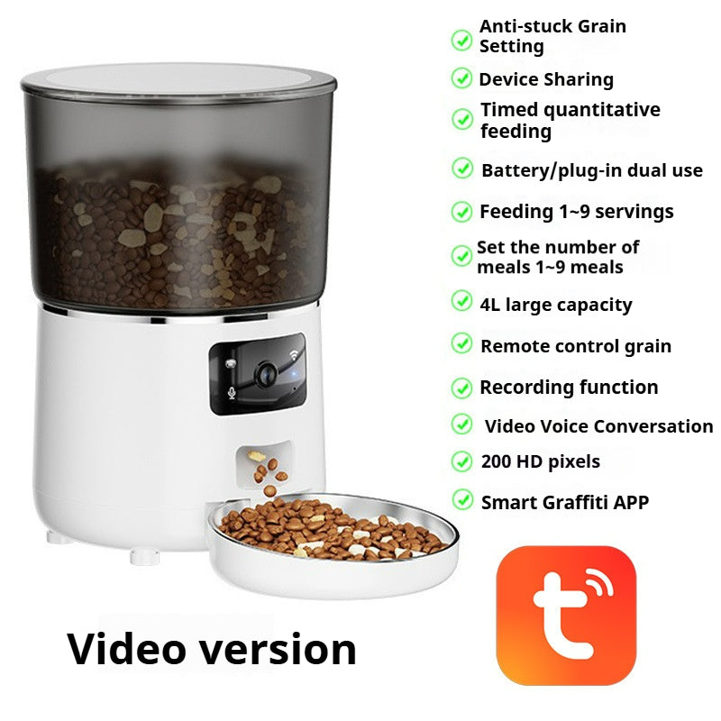 Pet automatic feeder remote WIFI HD video voice monitoring cats and dogs large-capacity intelligent feeding