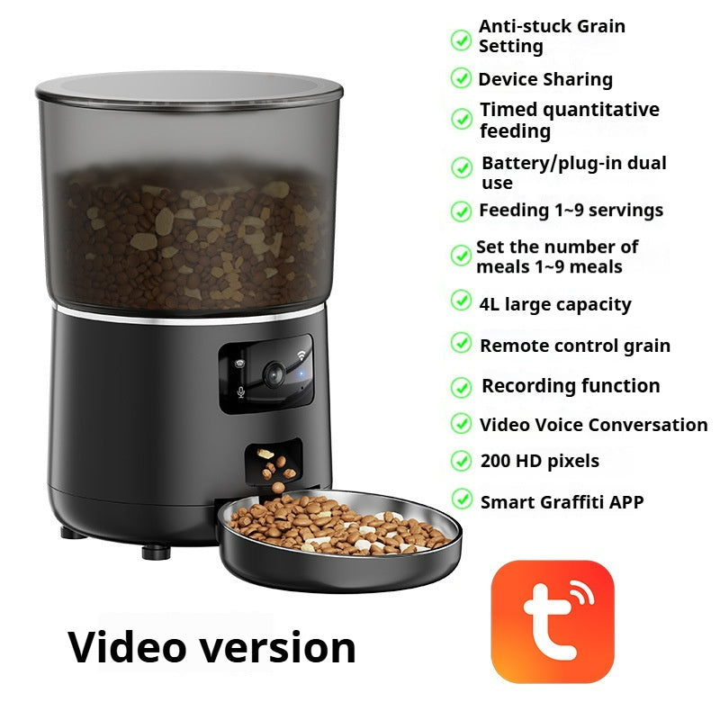 Pet automatic feeder remote WIFI HD video voice monitoring cats and dogs large-capacity intelligent feeding