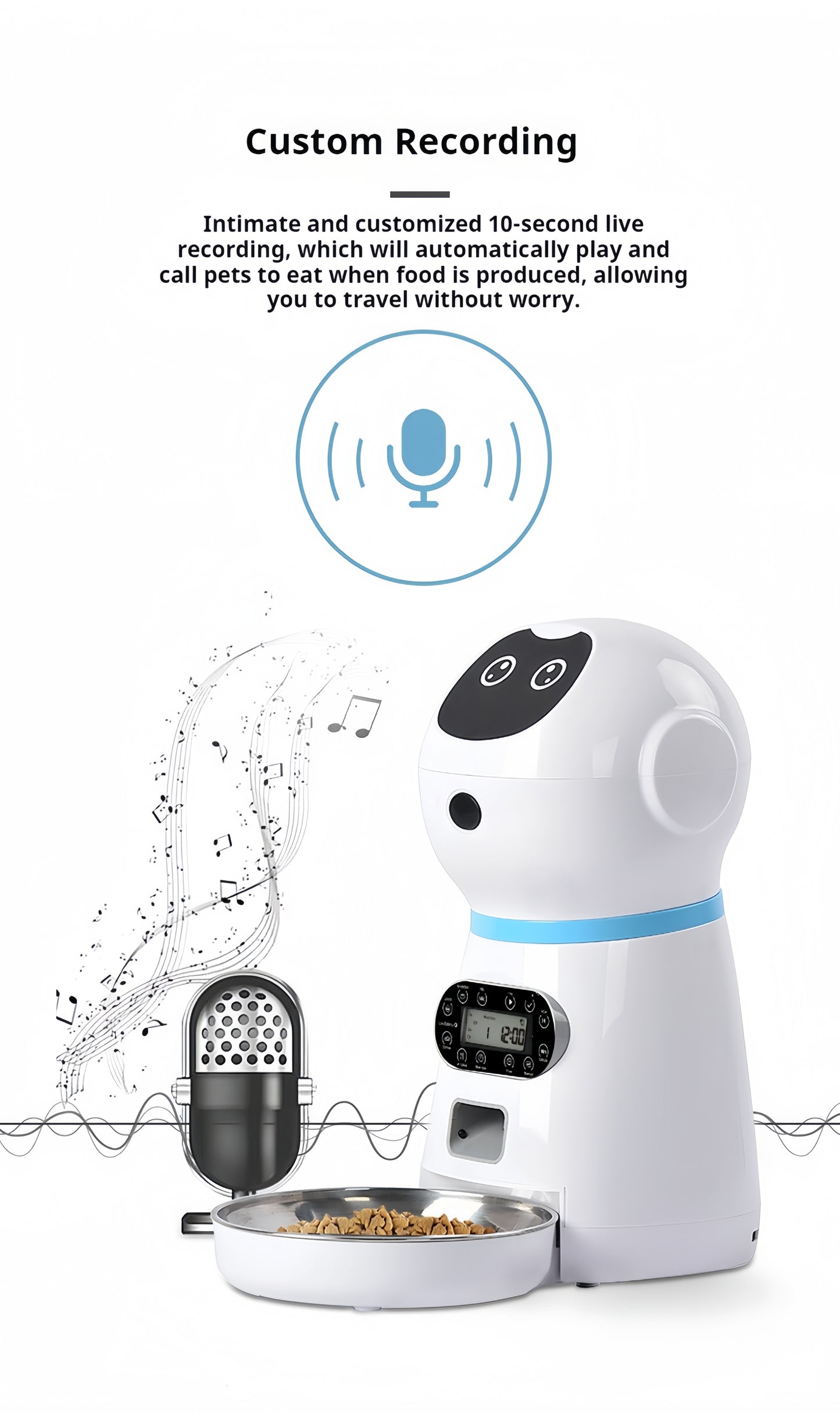 Pet automatic feeder, cat and dog timed and quantitative intelligent feeding machine