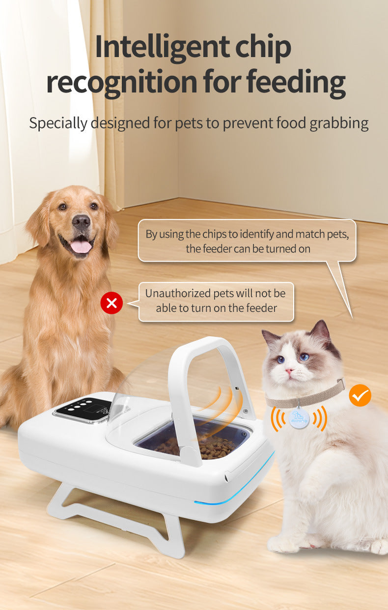 Pet smart chip automatic induction feeder for cats and dogs with regular and quantitative dry and wet food, general special pets, special anti-robbery
