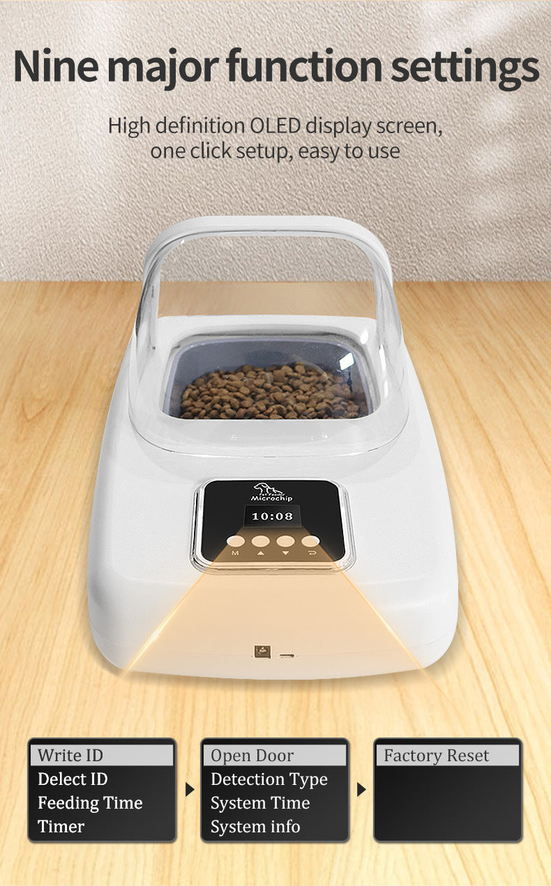Pet smart chip automatic induction feeder for cats and dogs with regular and quantitative dry and wet food, general special pets, special anti-robbery