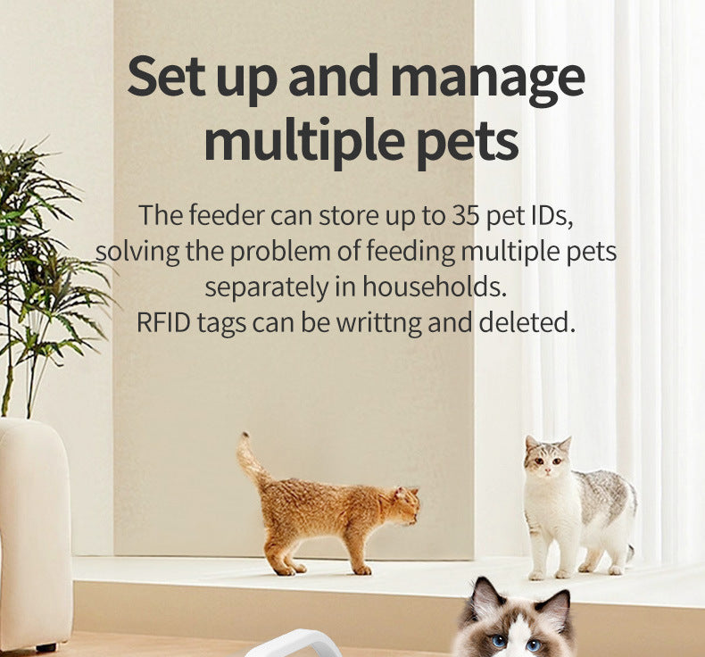 Pet smart chip automatic induction feeder for cats and dogs with regular and quantitative dry and wet food, general special pets, special anti-robbery