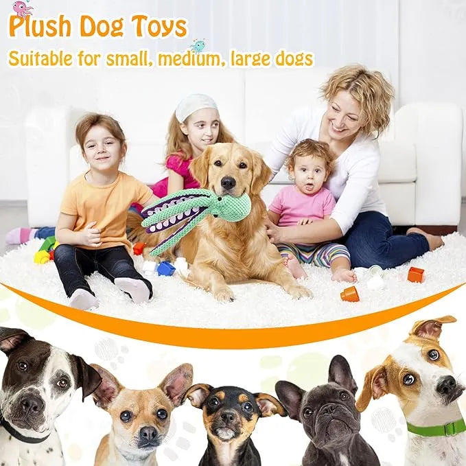 Interactive Sound-Emitting Octopus Dog Plush Toy for Large Dogs - Chew-Resistant and Companion for Pets