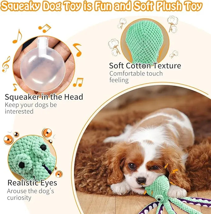 Interactive Sound-Emitting Octopus Dog Plush Toy for Large Dogs - Chew-Resistant and Companion for Pets
