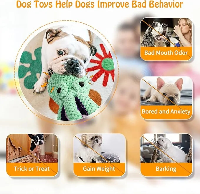 Interactive Sound-Emitting Octopus Dog Plush Toy for Large Dogs - Chew-Resistant and Companion for Pets