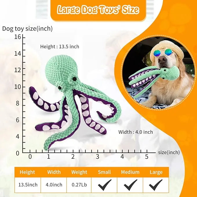 Interactive Sound-Emitting Octopus Dog Plush Toy for Large Dogs - Chew-Resistant and Companion for Pets