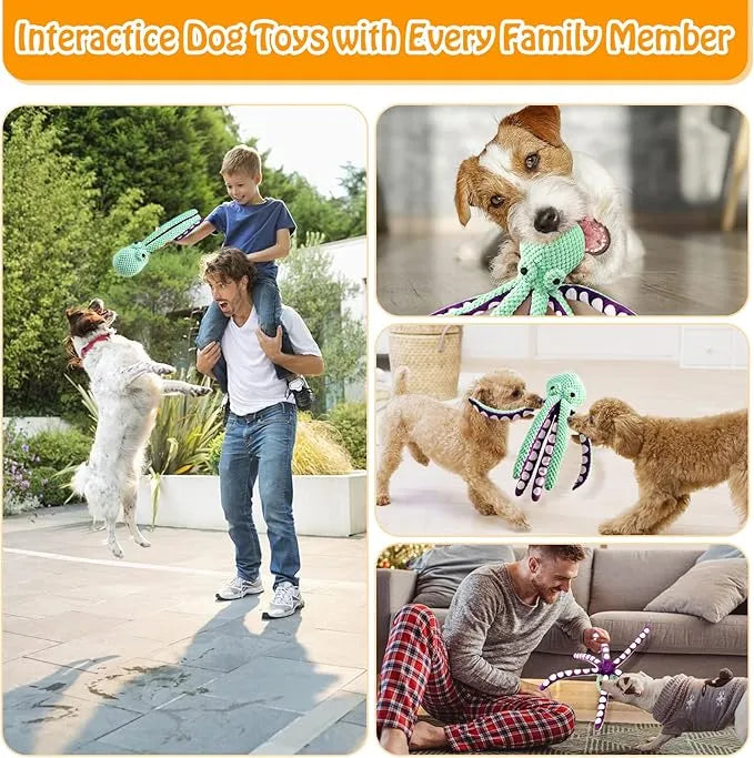 Interactive Sound-Emitting Octopus Dog Plush Toy for Large Dogs - Chew-Resistant and Companion for Pets