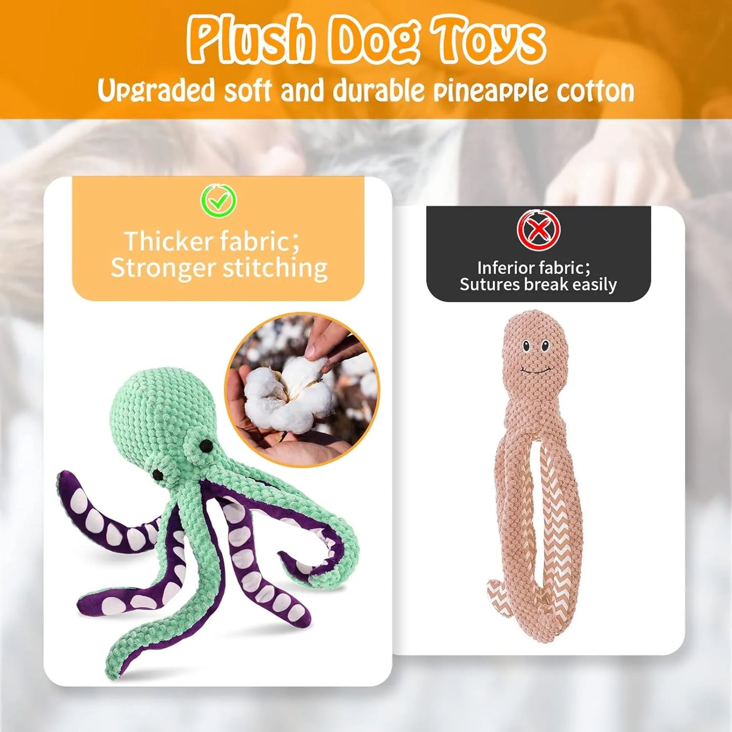 Interactive Sound-Emitting Octopus Dog Plush Toy for Large Dogs - Chew-Resistant and Companion for Pets