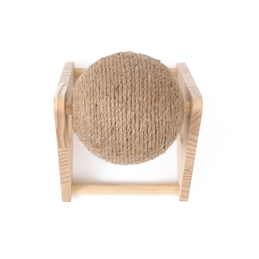 Wooden cat scratching board, cat scratching ball, toy, grinding claws, hand wrapping sisal rope, cat climbing frame, durable cat scratching column
