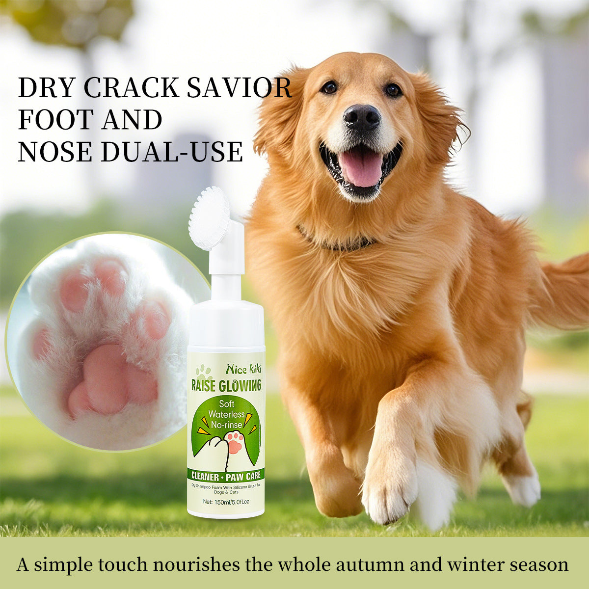 Nice kiki's popular pet silicone brush head foam cleaner, moisturizing shampoo, antibacterial and anti-itching