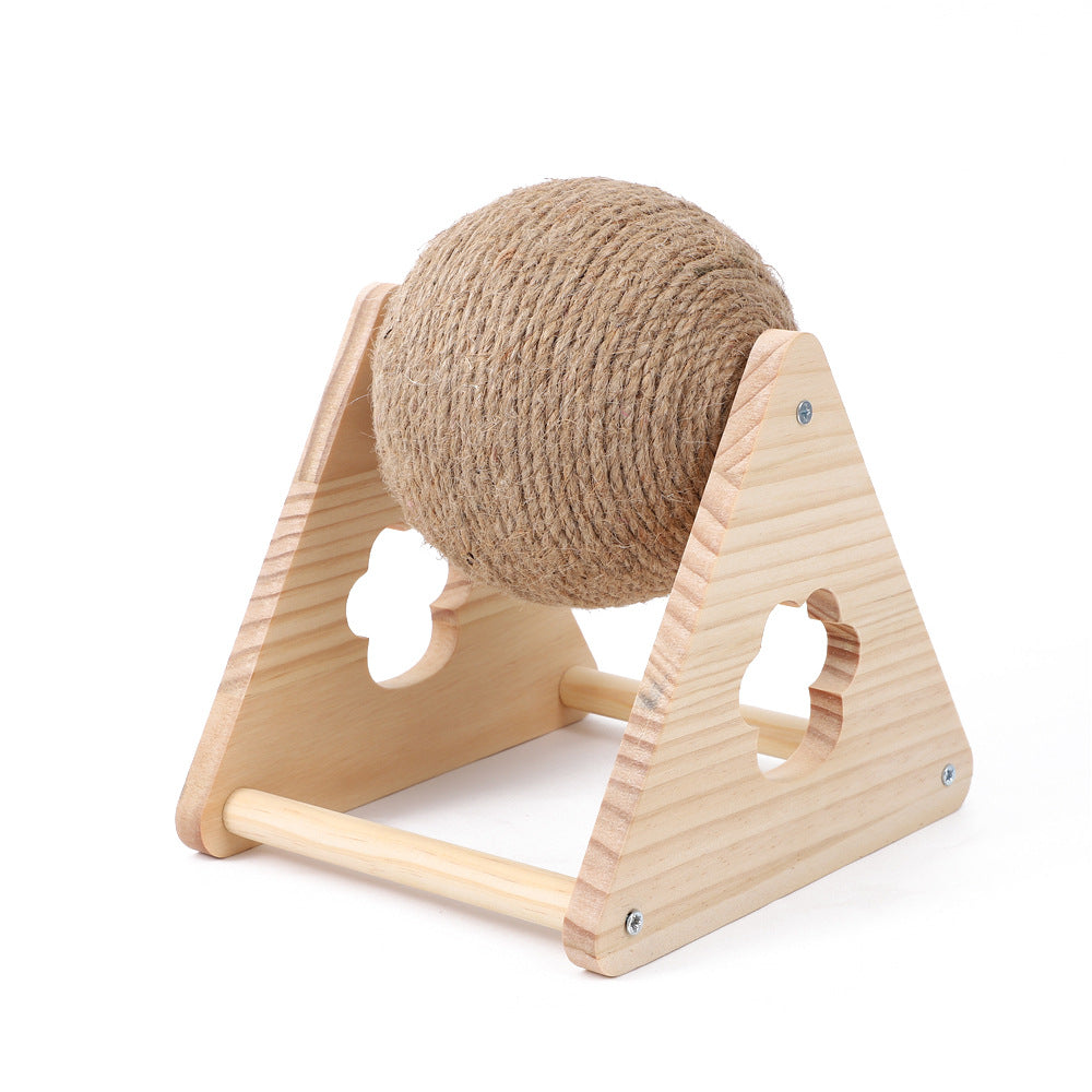 Wooden cat scratching board, cat scratching ball, toy, grinding claws, hand wrapping sisal rope, cat climbing frame, durable cat scratching column