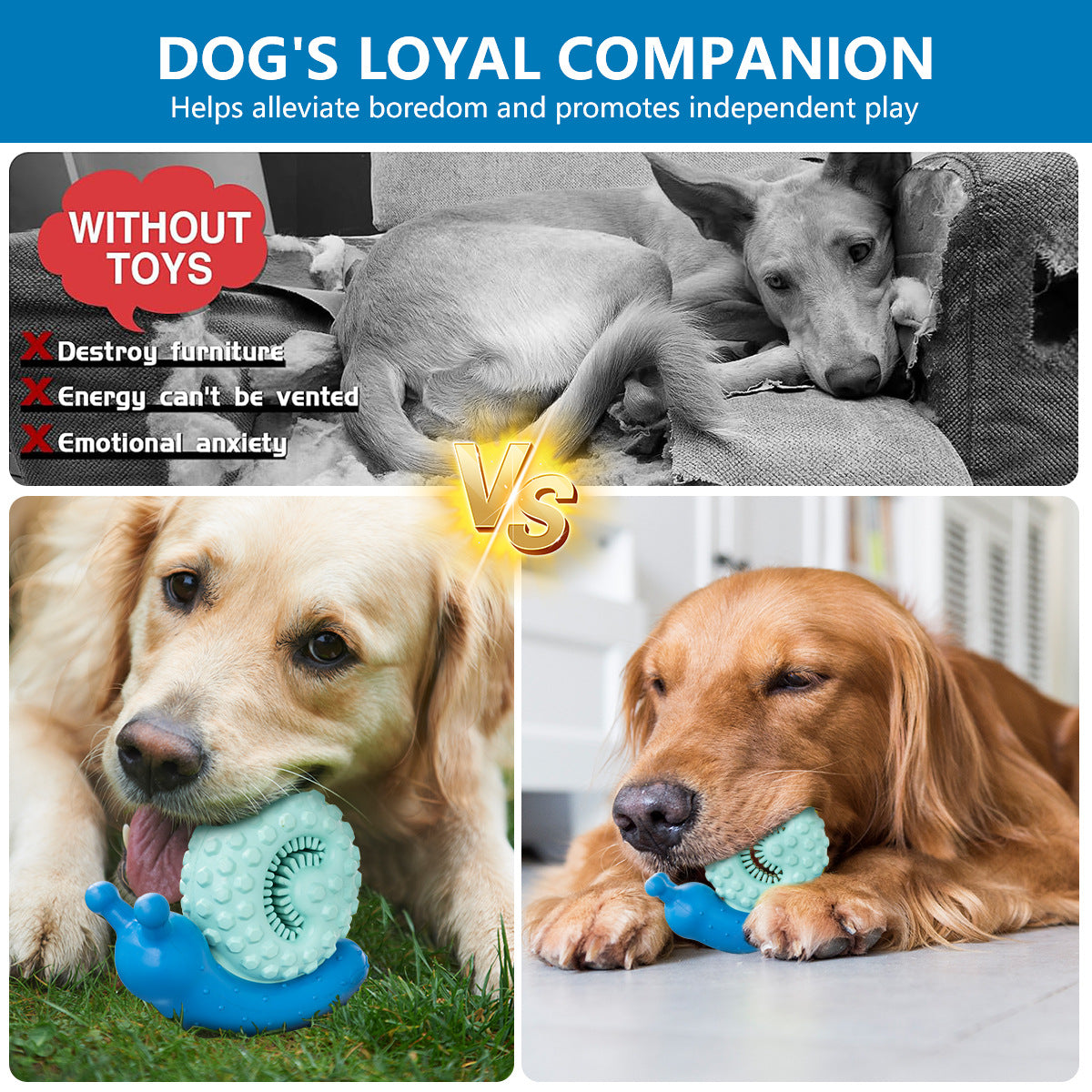 Pet toys, new dog supplies, gritting teeth, teeth training, teeth cleaning, self-hi, snail protection, chewy