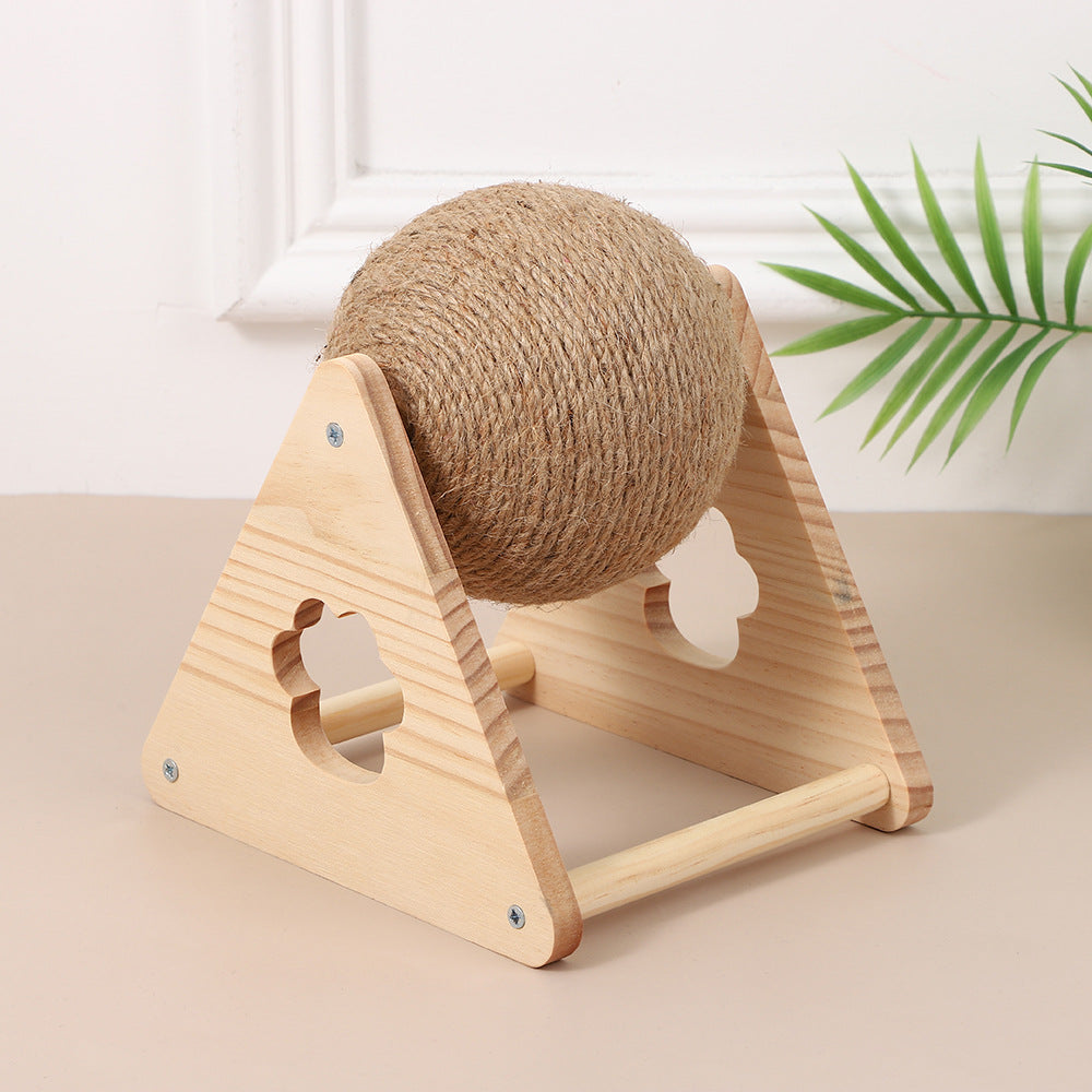 Wooden cat scratching board, cat scratching ball, toy, grinding claws, hand wrapping sisal rope, cat climbing frame, durable cat scratching column