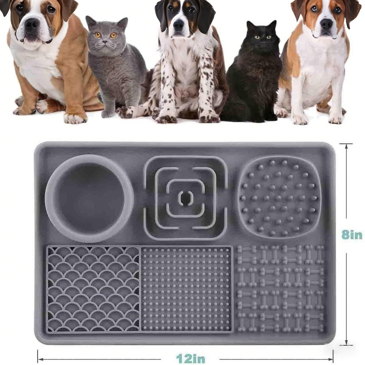 Pet licking mats, pet food utensils, dog slow food mats, placemats, suction cups, slow food mats, dog licking pads