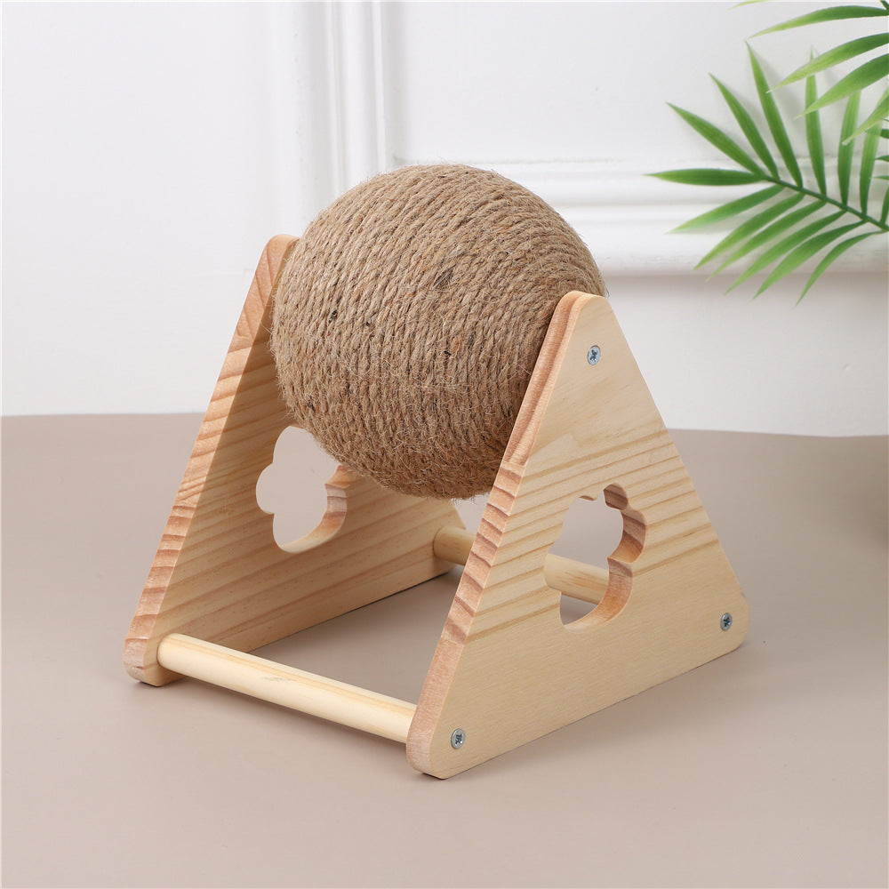 Wooden cat scratching board, cat scratching ball, toy, grinding claws, hand wrapping sisal rope, cat climbing frame, durable cat scratching column
