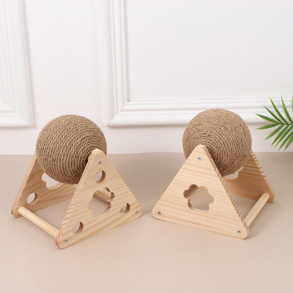 Wooden cat scratching board, cat scratching ball, toy, grinding claws, hand wrapping sisal rope, cat climbing frame, durable cat scratching column