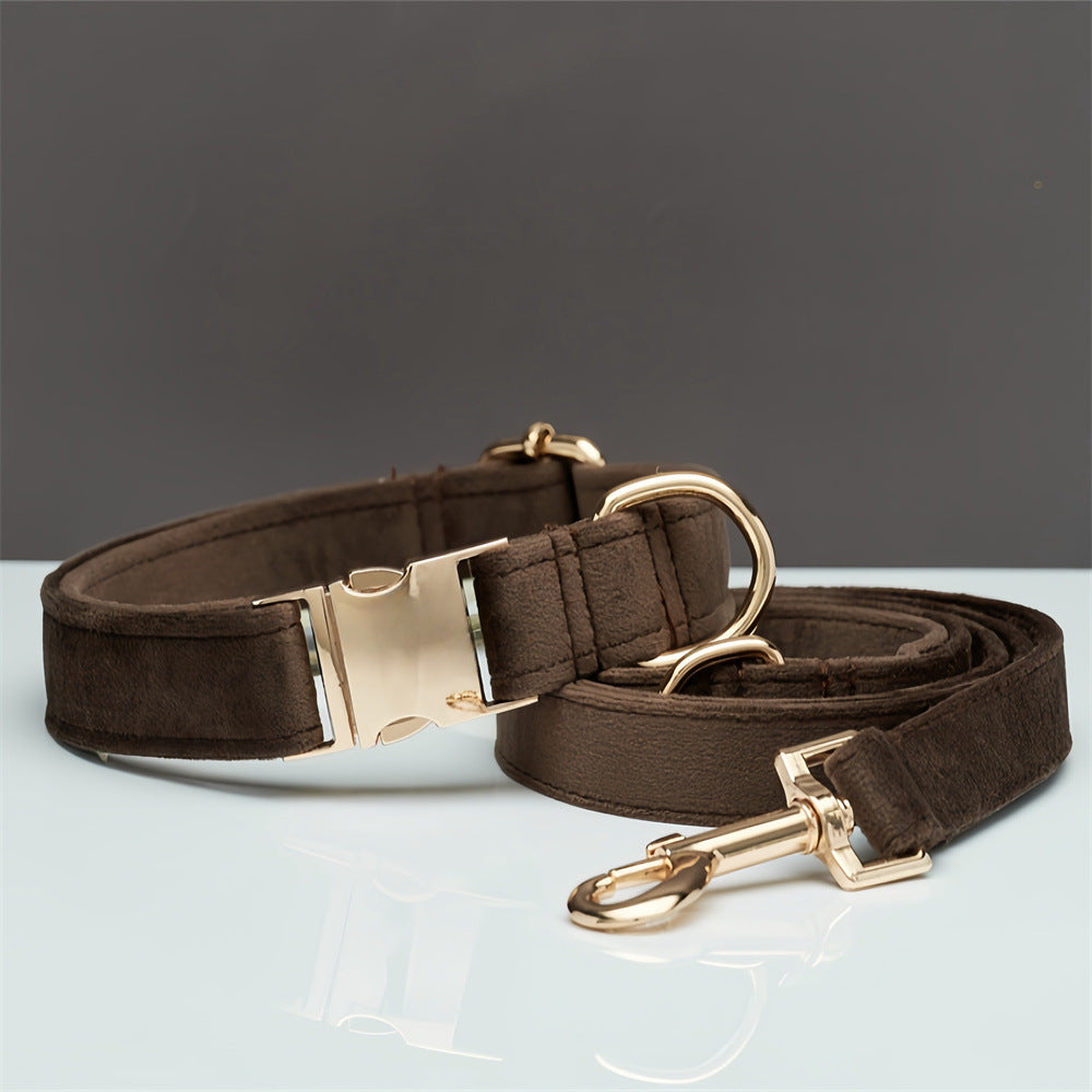 Luxury soft velvet dog collar, featuring a durable metal buckle, suitable for stylish and comfortable walks and runs.