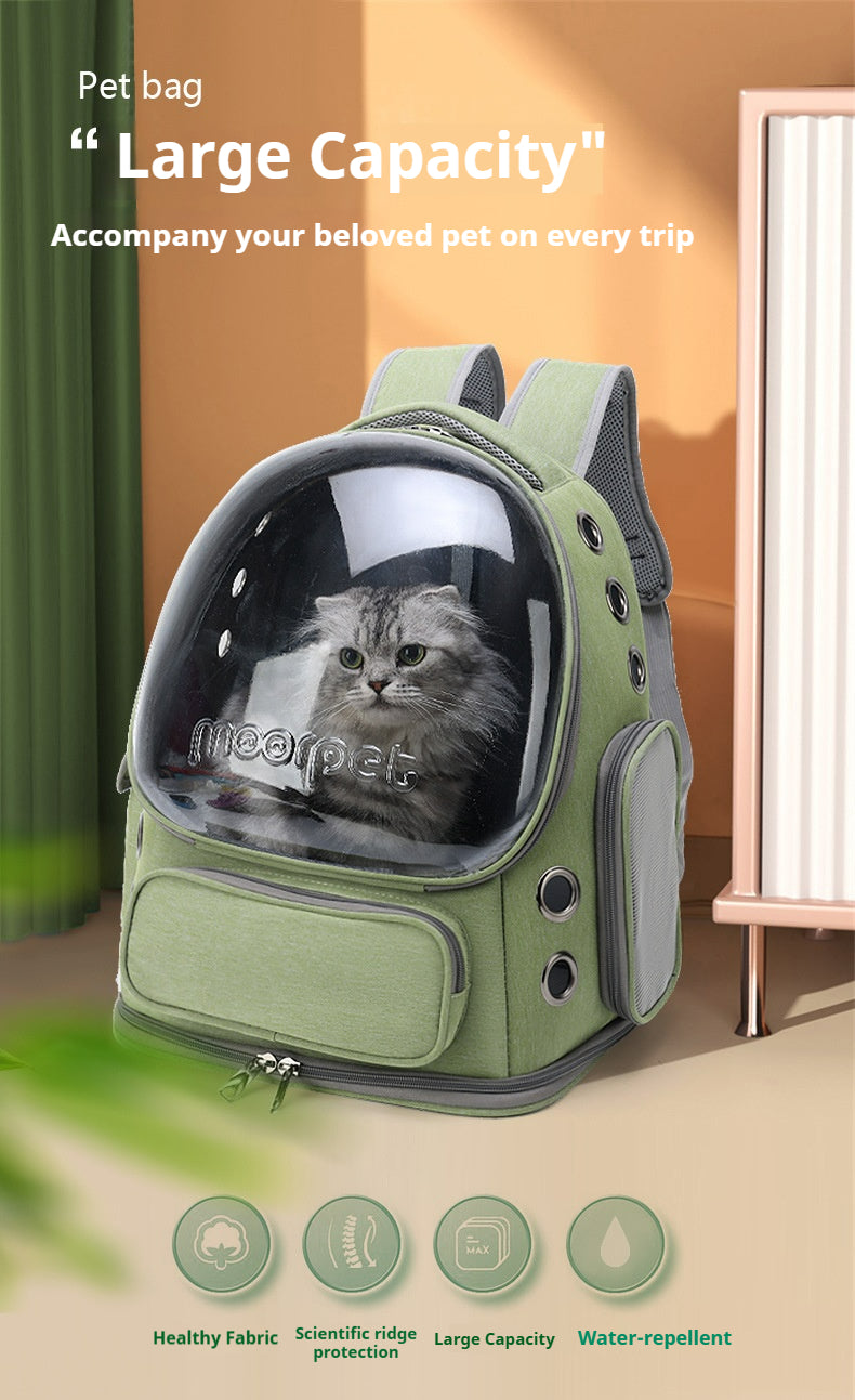 Cat Backpack Carrier, Breathable Cat Carrier Large Space Bubble Pet Backpack for Kitty Small Dog up to 15lbs, Transparent & Foldable Pet Carrier for Travel Hiking