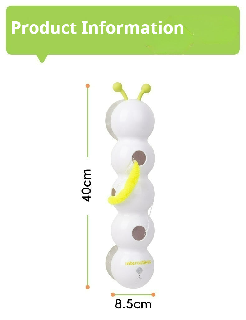 Automatic cat teaser stick with a chasing caterpillar