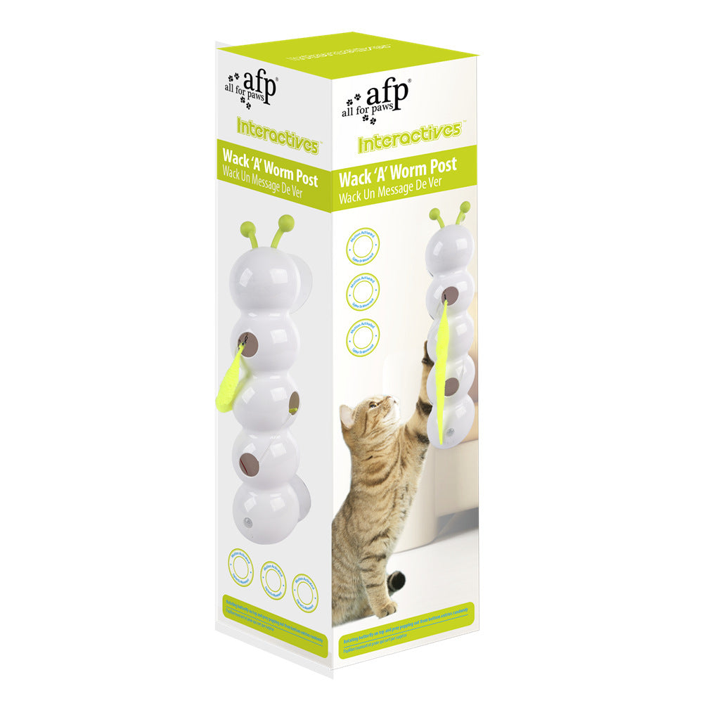 Automatic cat teaser stick with a chasing caterpillar