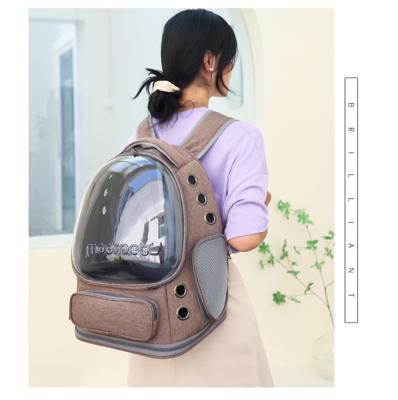 Cat Backpack Carrier, Breathable Cat Carrier Large Space Bubble Pet Backpack for Kitty Small Dog up to 15lbs, Transparent & Foldable Pet Carrier for Travel Hiking
