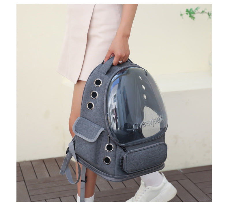 Cat Backpack Carrier, Breathable Cat Carrier Large Space Bubble Pet Backpack for Kitty Small Dog up to 15lbs, Transparent & Foldable Pet Carrier for Travel Hiking