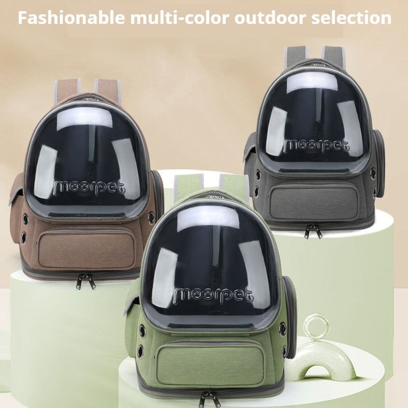 Cat Backpack Carrier, Breathable Cat Carrier Large Space Bubble Pet Backpack for Kitty Small Dog up to 15lbs, Transparent & Foldable Pet Carrier for Travel Hiking