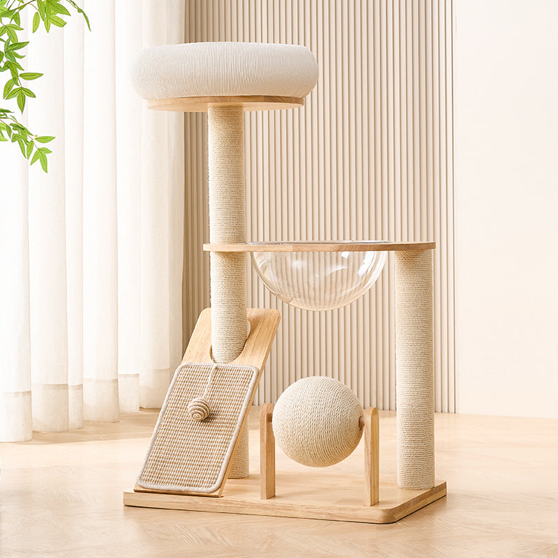 Solid wood cat climbing frame, cat nest, cat tree, integrated vertical cat scratching board, small household, non-occupied, cat climbing shelf, scratchable