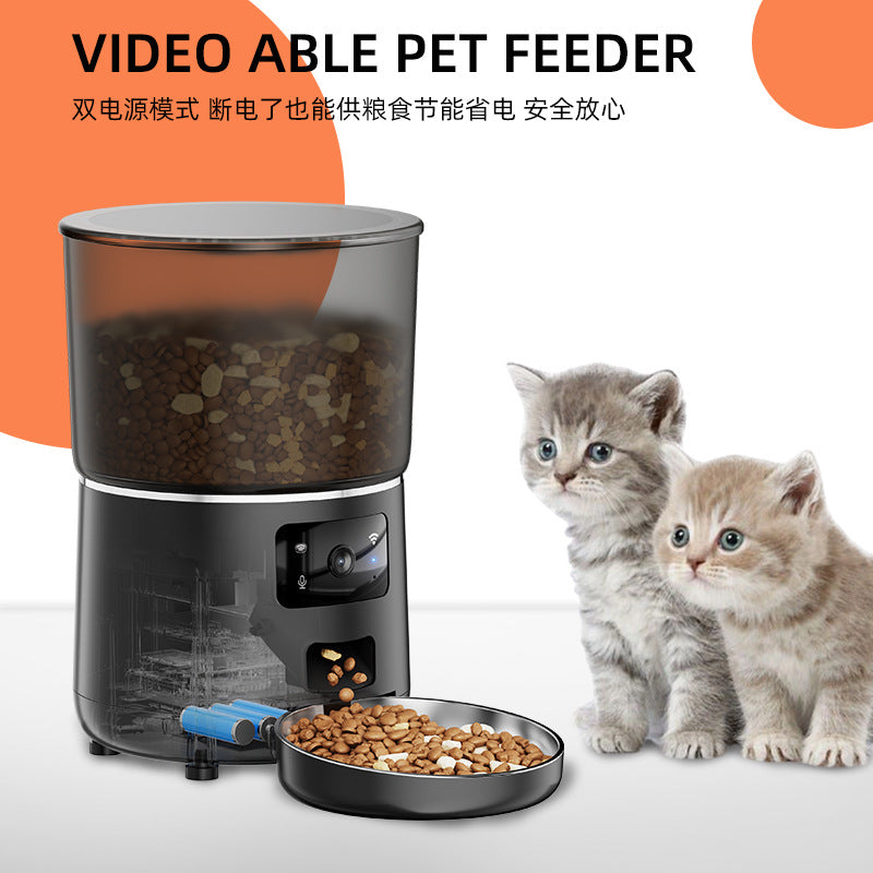 Pet automatic feeder remote WIFI HD video voice monitoring cats and dogs large-capacity intelligent feeding