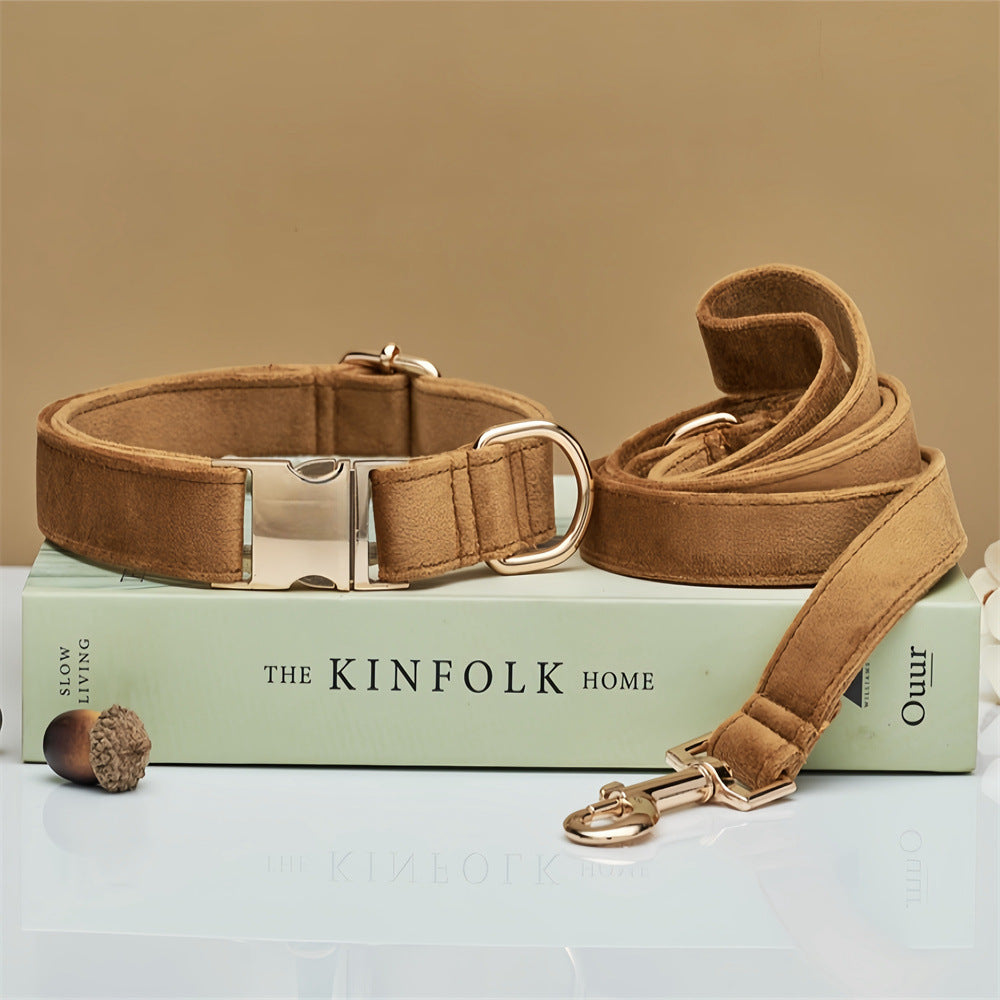 Luxury soft velvet dog collar, featuring a durable metal buckle, suitable for stylish and comfortable walks and runs.