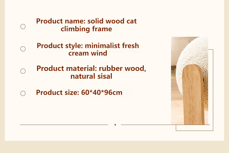Solid wood cat climbing frame, cat nest, cat tree, integrated vertical cat scratching board, small household, non-occupied, cat climbing shelf, scratchable
