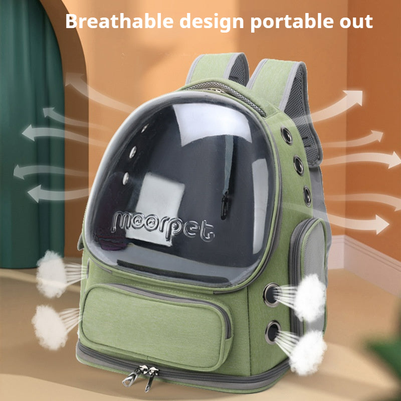Cat Backpack Carrier, Breathable Cat Carrier Large Space Bubble Pet Backpack for Kitty Small Dog up to 15lbs, Transparent & Foldable Pet Carrier for Travel Hiking