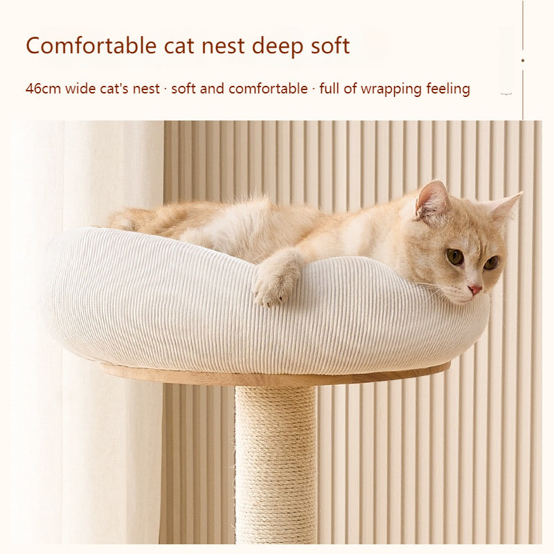 Solid wood cat climbing frame, cat nest, cat tree, integrated vertical cat scratching board, small household, non-occupied, cat climbing shelf, scratchable