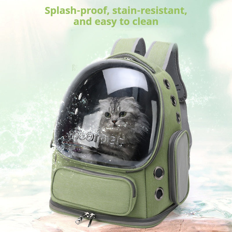 Cat Backpack Carrier, Breathable Cat Carrier Large Space Bubble Pet Backpack for Kitty Small Dog up to 15lbs, Transparent & Foldable Pet Carrier for Travel Hiking
