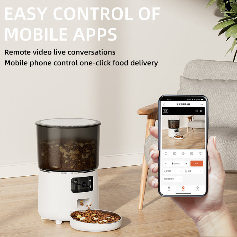 Pet automatic feeder remote WIFI HD video voice monitoring cats and dogs large-capacity intelligent feeding