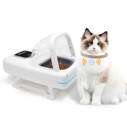 Pet smart chip automatic induction feeder for cats and dogs with regular and quantitative dry and wet food, general special pets, special anti-robbery