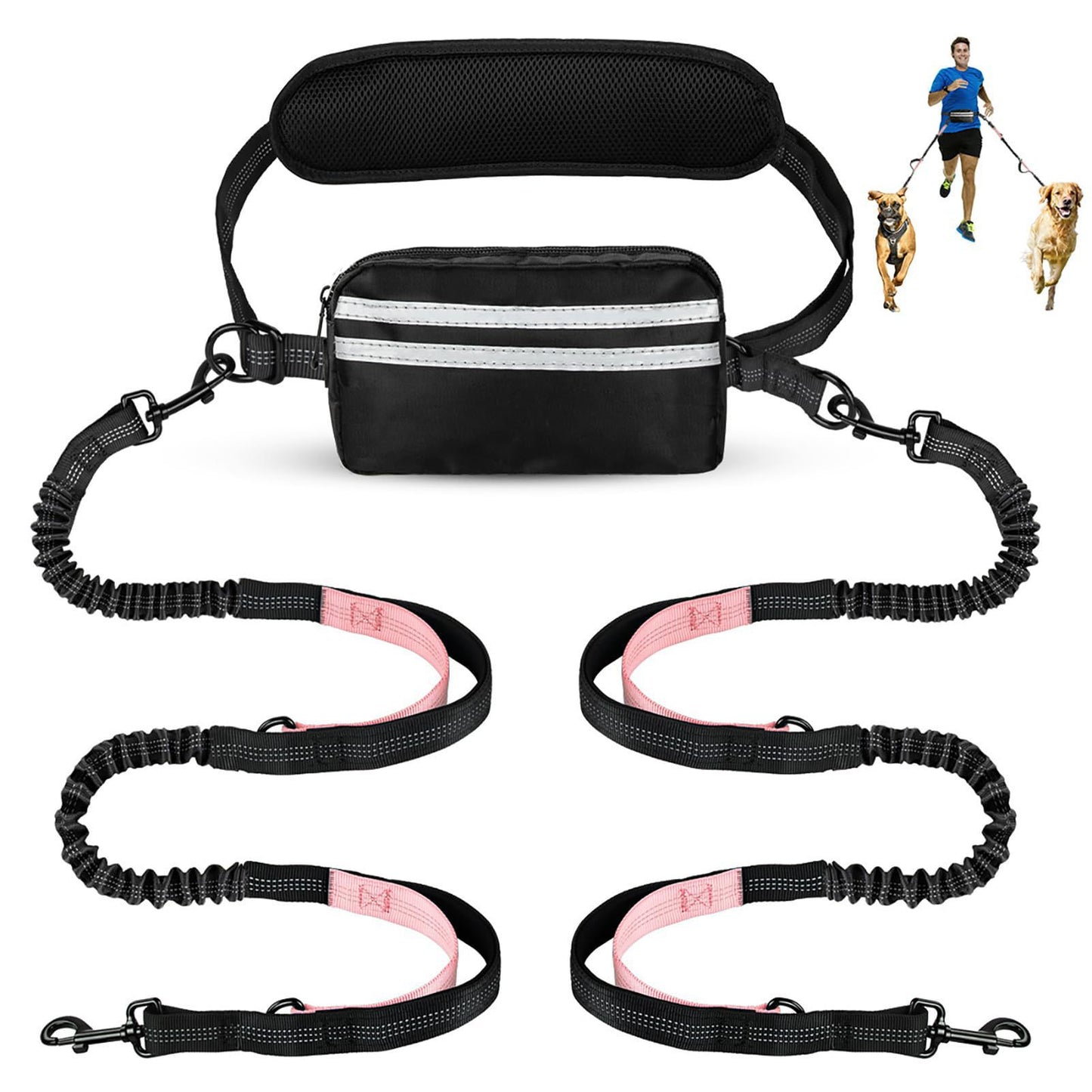 Dog leash upgrade waist bag for hands-free, adjustable waist bag for cat and dog leash.